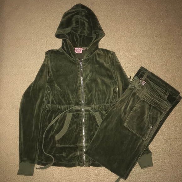 olive green velour tracksuit